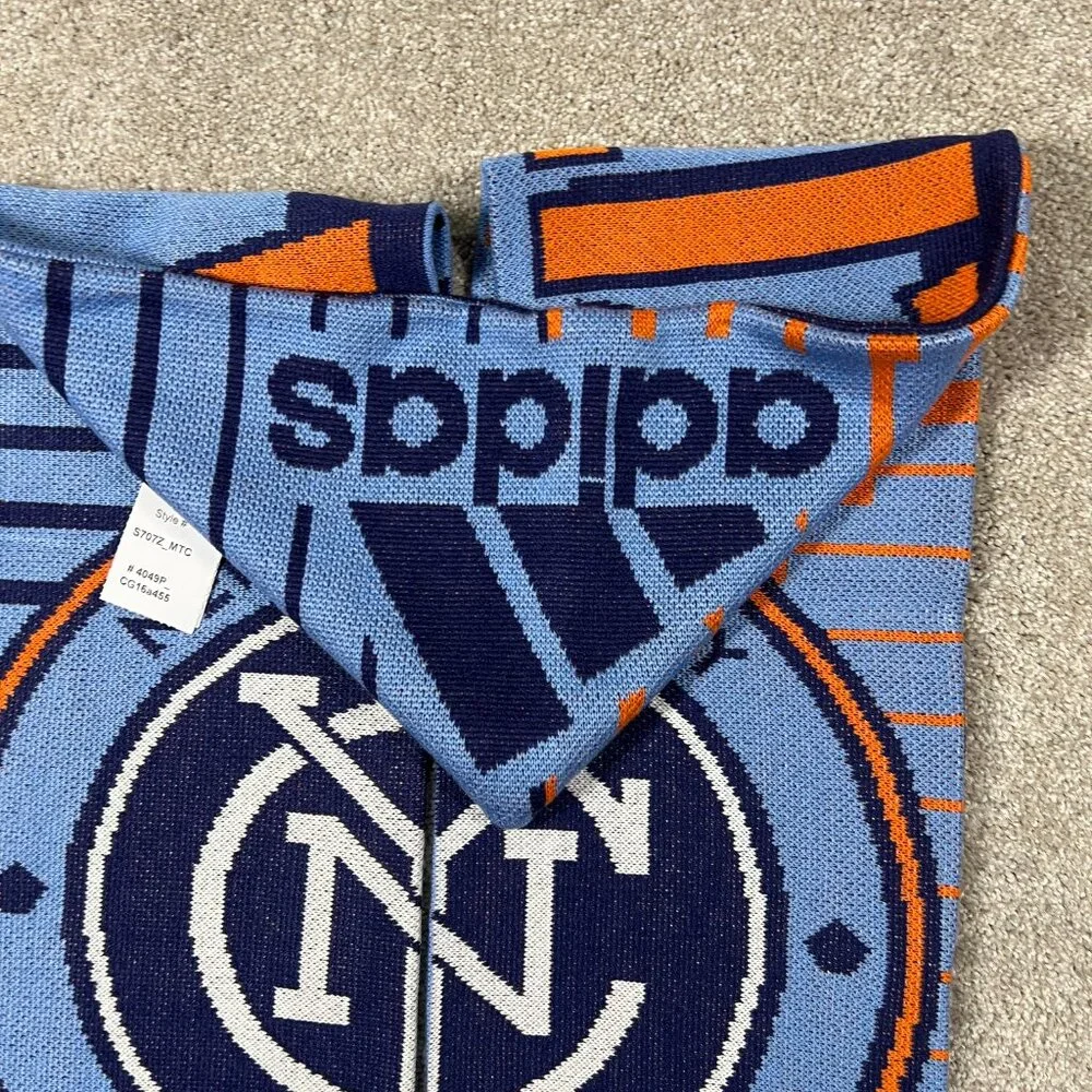 Adidas Unisex OSFA Blue‎ Orange Winter Fringe New York City FC MLS Scarf NWT